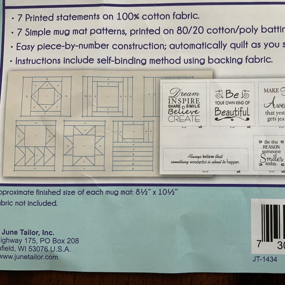 June Taylor Quilt As You Go Inspirational Mug Mats - Picture 5 of 5